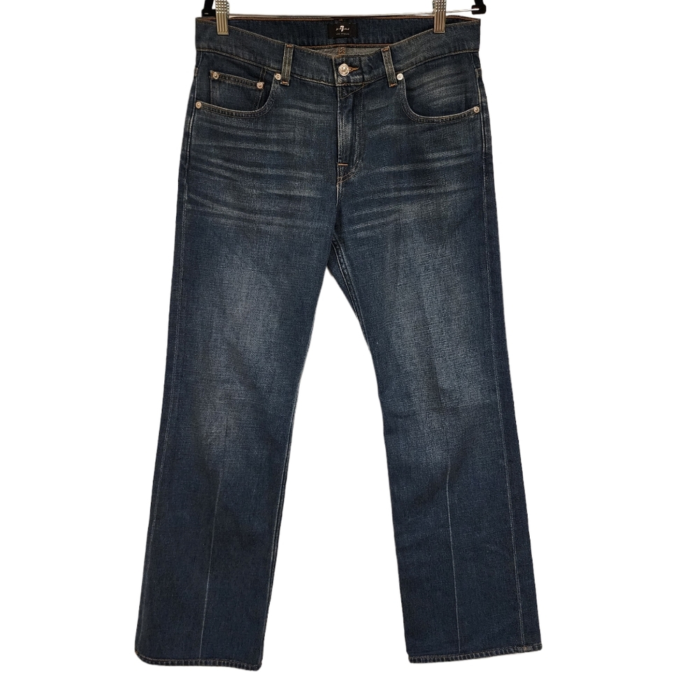 7 For All Mankind Men's Austyn Squiggle Relaxed Straight Leg Jeans Mid Wash 32